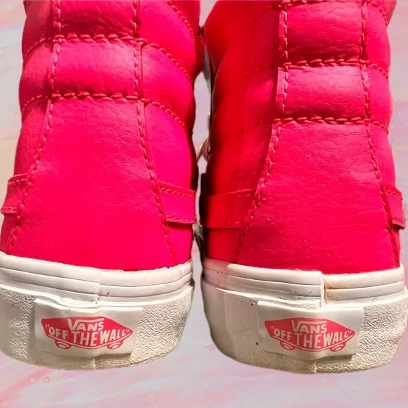 Vans Women's Neon Pink High-Top Sneakers Size 8.5 - Picture 4 of 9